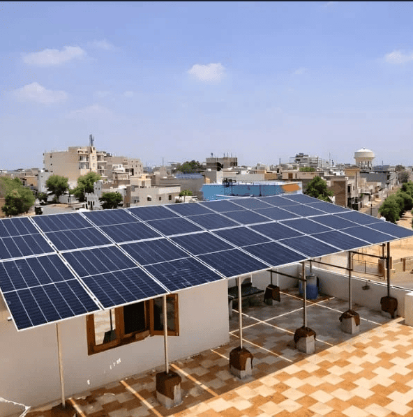 Solar panels hillside installation Rajasthan by Hammirde solar company